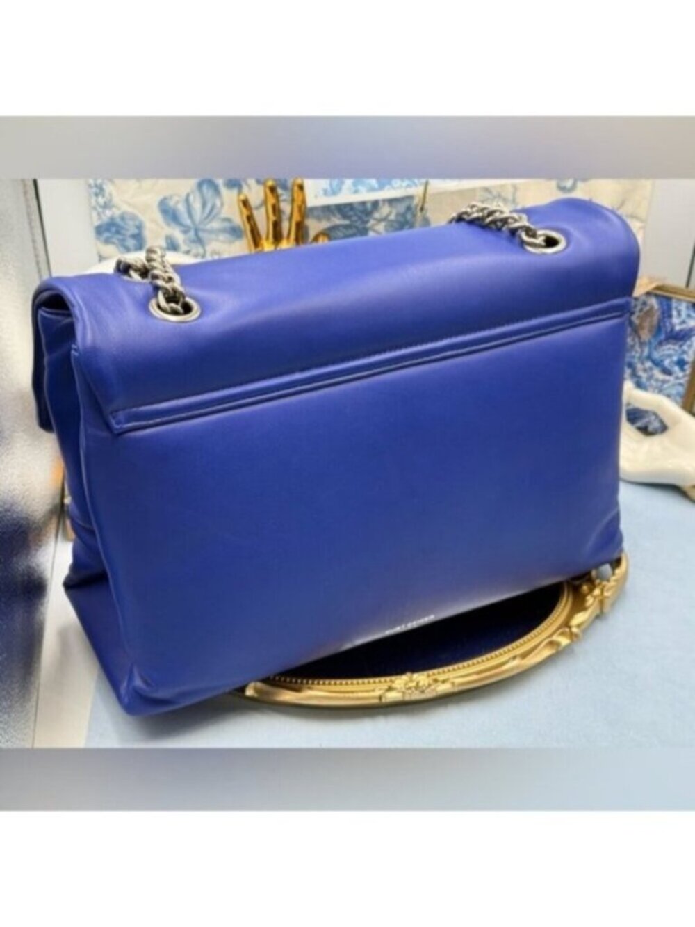 🆕 KURT GEIGER LONDON 🧿 NWT XXL Kew Leather Bag, Deep Blue - Picture 8 of 16